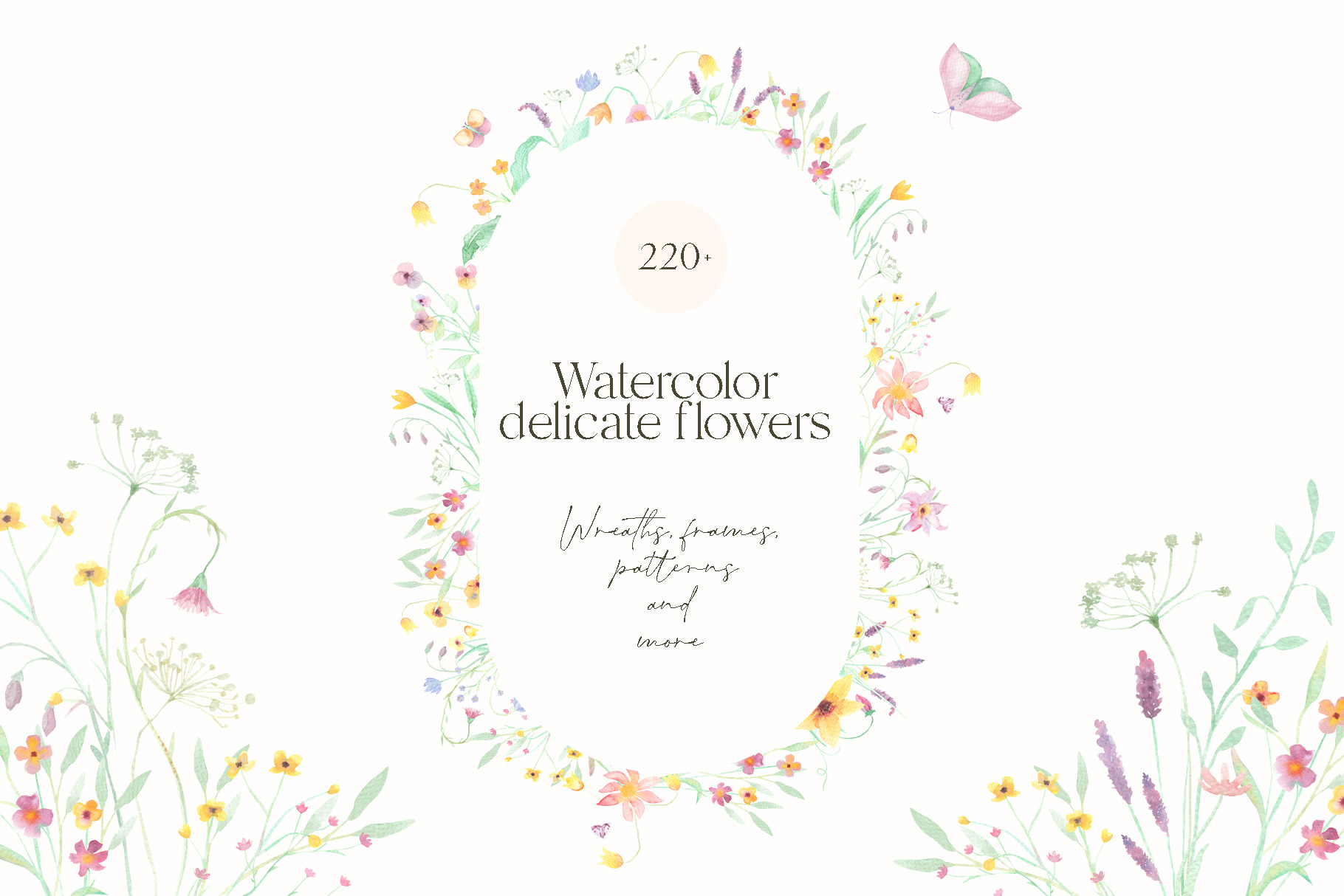 Watercolor Scent Of Nature Meadow by Lidberia  Creative Market