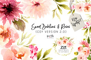 Sweet Dahlias and Roses, an Illustration by Kim Thoa Designs (Thumbnail 1 of 9)