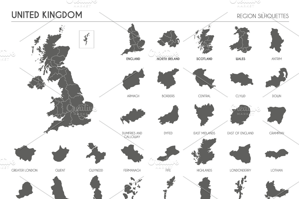 Region Silhouettes of 88 countries, an Education Illustration by asantosg (Photo 4 of 19)