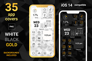 iOS 14 App Icons | black&golden, an Outline Icon by wowomnom (Thumbnail 1 of 5)