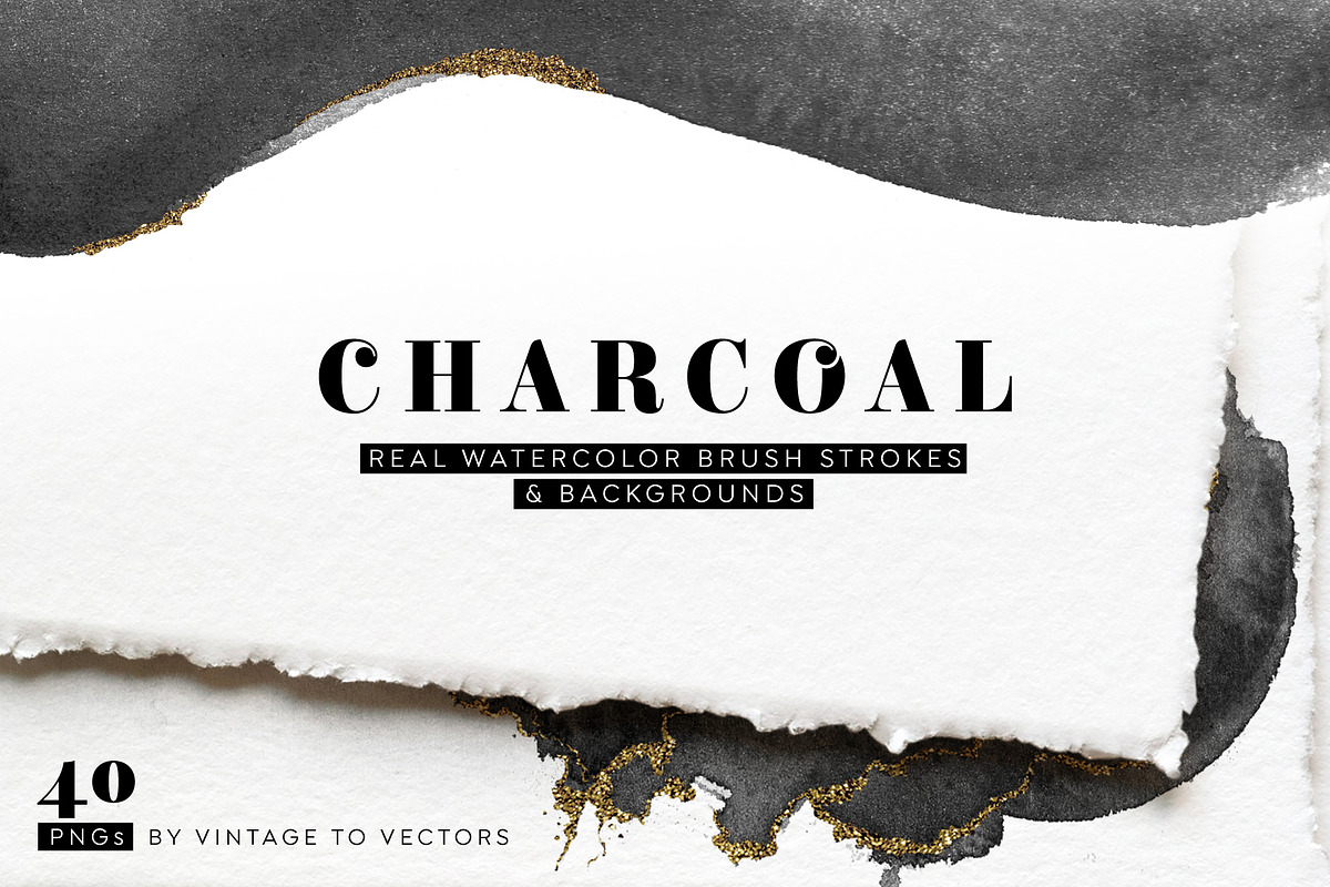 CHARCOAL Watercolor Brush Strokes, an Object Graphic by Vintage To Vectors (Photo 1 of 3)