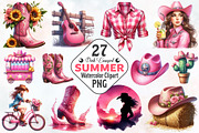 Cowgirl Summer Clipart, a Seasonal Illustration by RobertsArt (Thumbnail 1 of 8)
