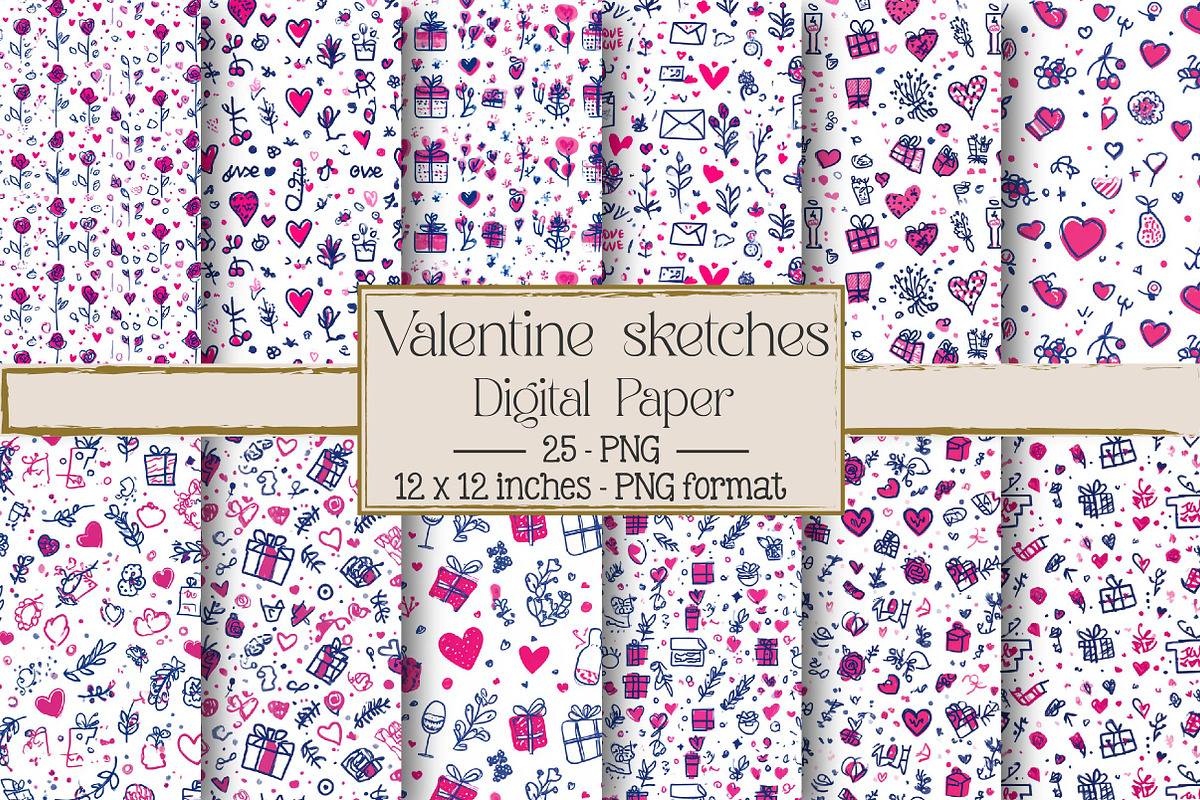 Valentine sketches pattern, an Illustration by DreamPrint404 (Photo 1 of 5)