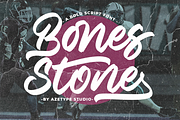 Bones Stone • A Bold Script Font, a Script Font by azetypestudios.com (Thumbnail 1 of 14)