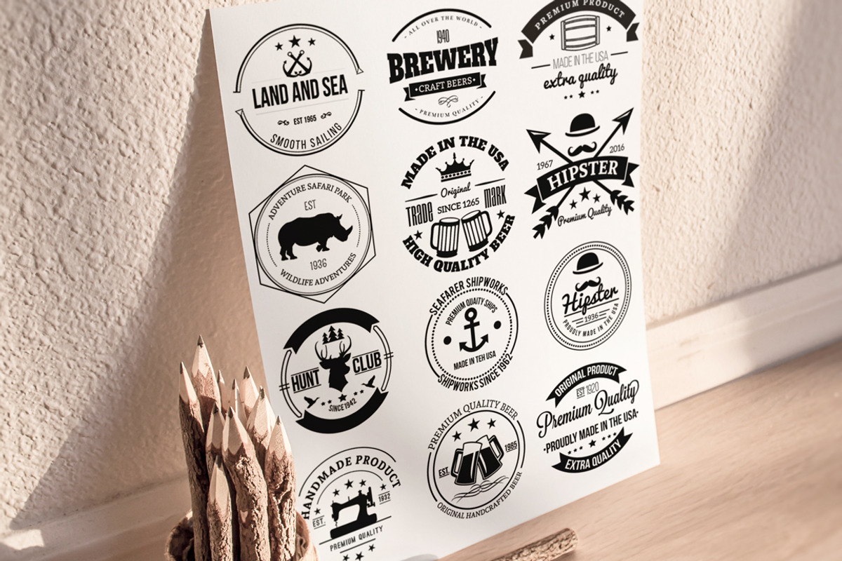 12 Retro Badges and Labels, a Branding & Logo Template by Arys Design (Photo 2 of 7)