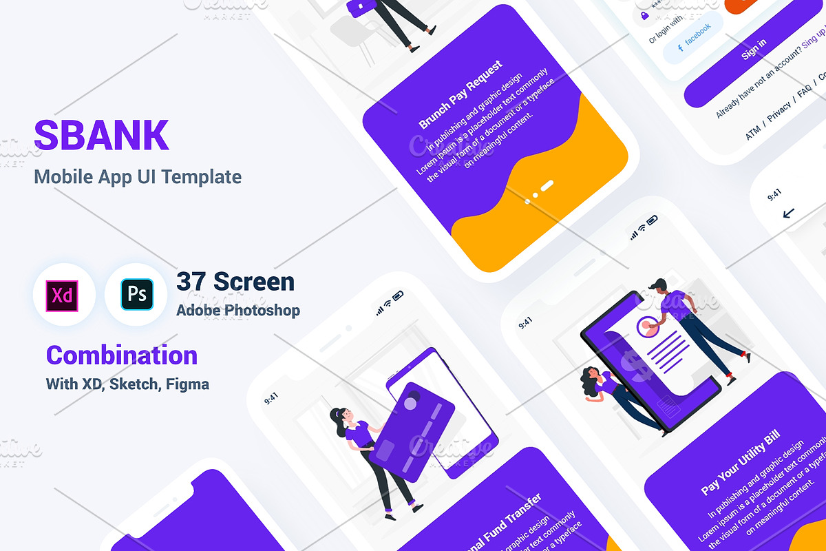 SBank Banking Wallet App UI Kit, an App Template by RiveupDigital (Photo 1 of 7)