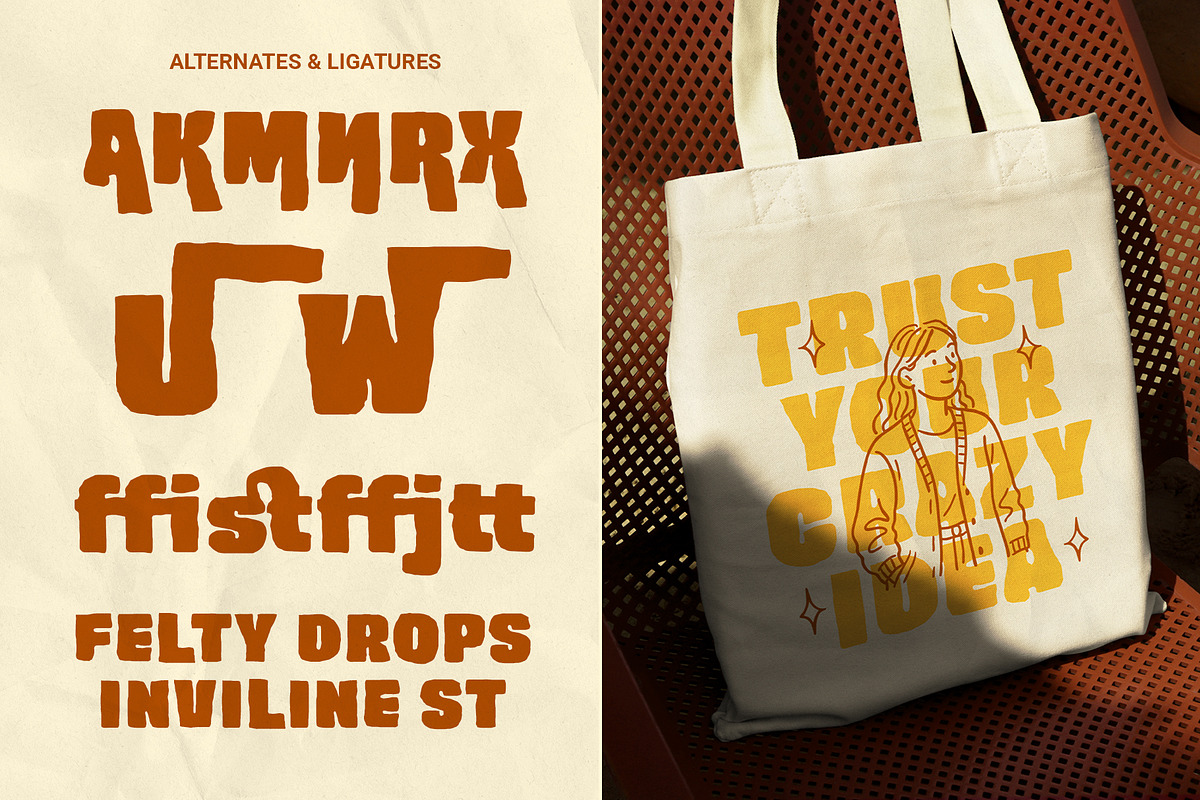 Felty Drops - Rough Display Typeface, a Sans Serif Font by Inviline.co (Photo 8 of 10)