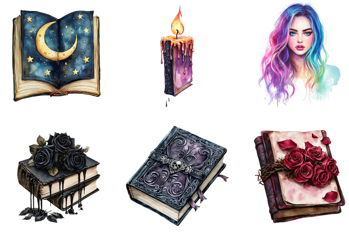 Watercolor Gothic Planner Lover, an Illustration by Designking (Photo 5 of 5)