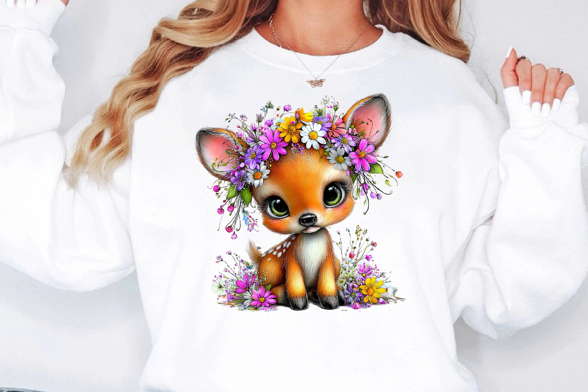 Cute Deer Spring Clipart Bundle, an Illustration by Designworld (Photo 4 of 8)