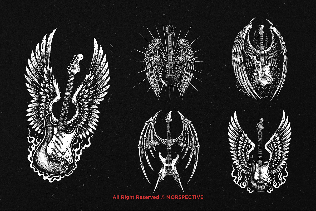 10 Bundle Dark Art Guitar Wings, an Illustration by Morspective (Photo 3 of 7)