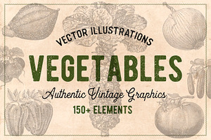 150 Vintage Vegetables (Vector)