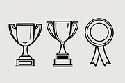 Trophy and Award Medal Icon Bundle, an Illustration by hafijul (Thumbnail 5 of 7)