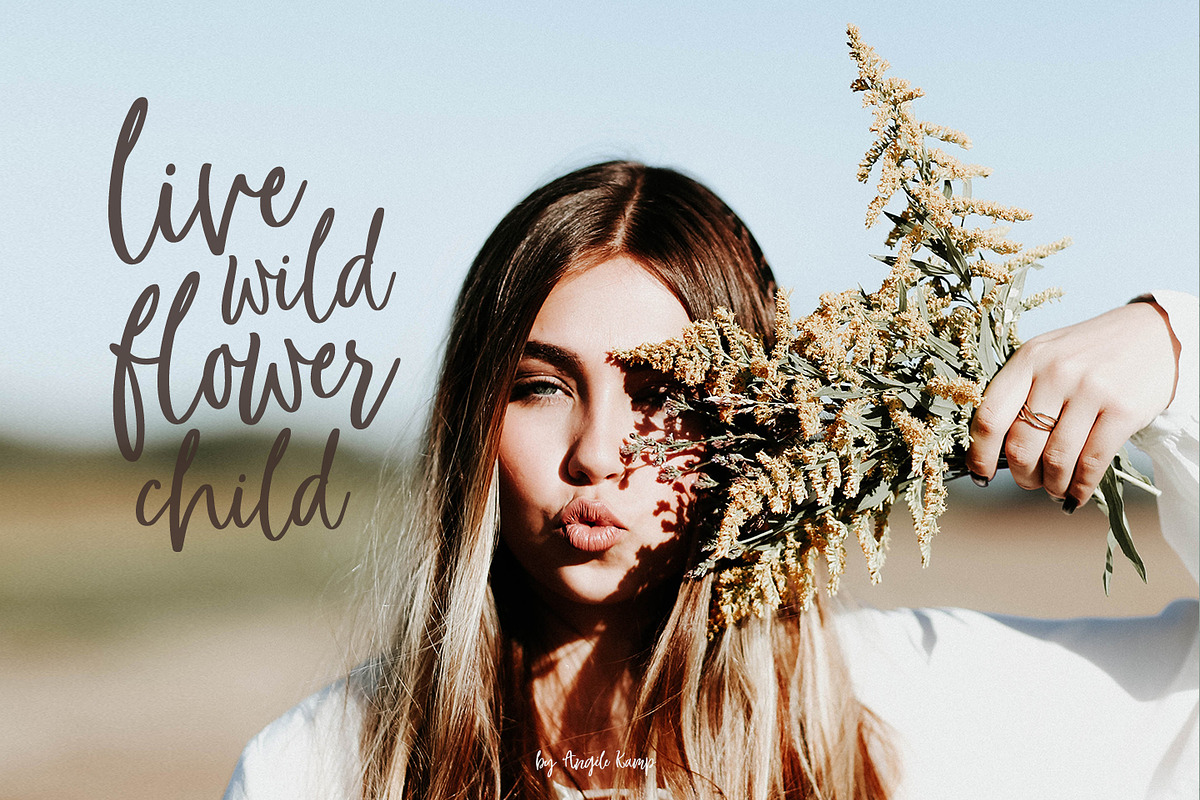 Flower Child whimsical brush font preview 2