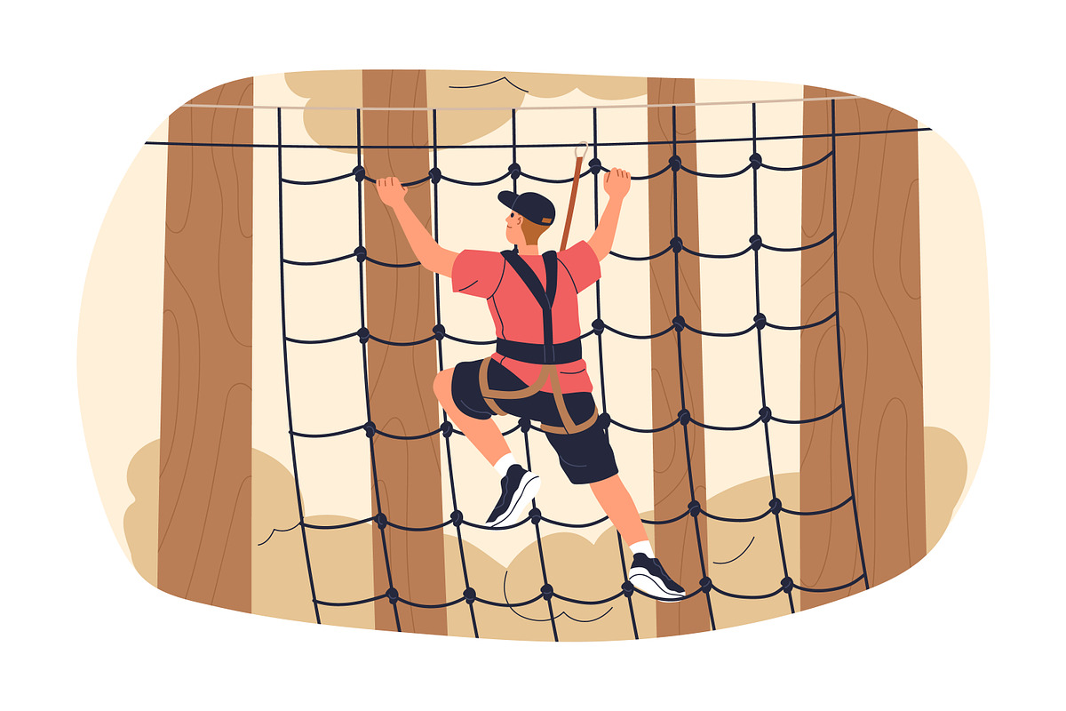 People climbing in rope park set, a Sport Illustration by Good Studio (Photo 16 of 25)