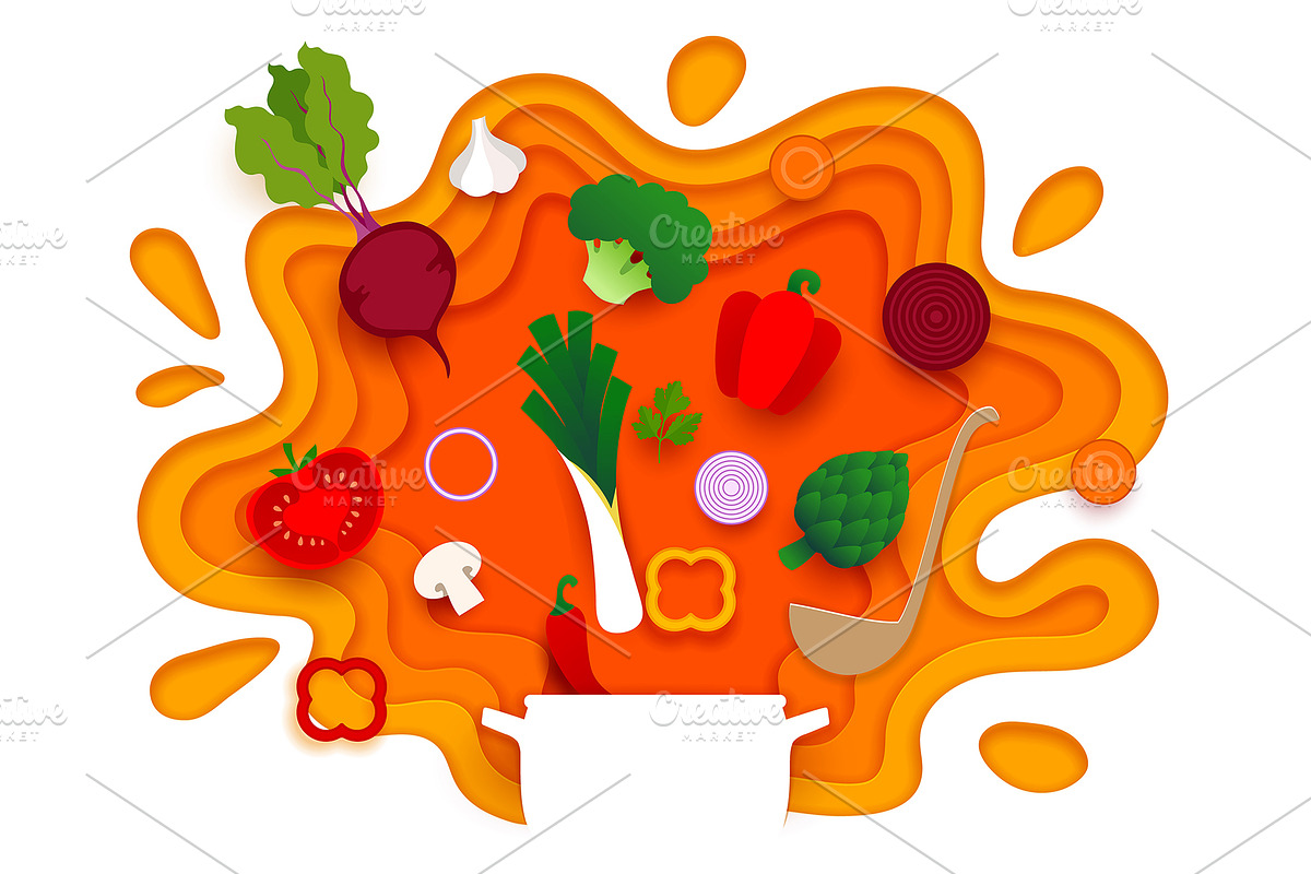 Paper cut cooking banner, a Food Illustration by Vector Tradition (Photo 1 of 3)