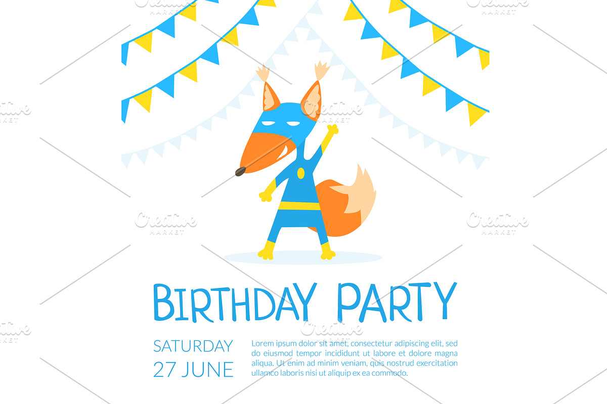 Birthday Party Banner Template with, an Object Illustration by TopVectors