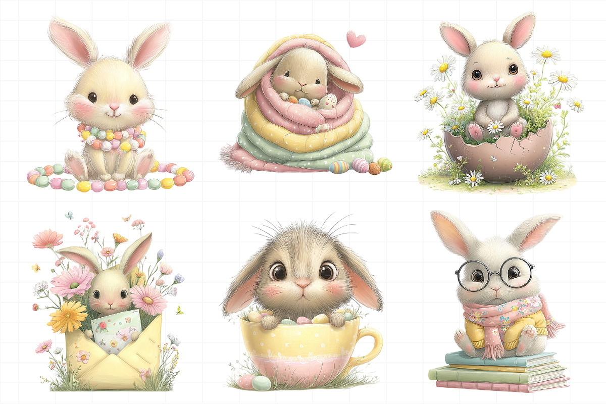 Whimsical Easter Bunny Clipart PNG, an Illustration by Daily.Designs (Photo 3 of 7)