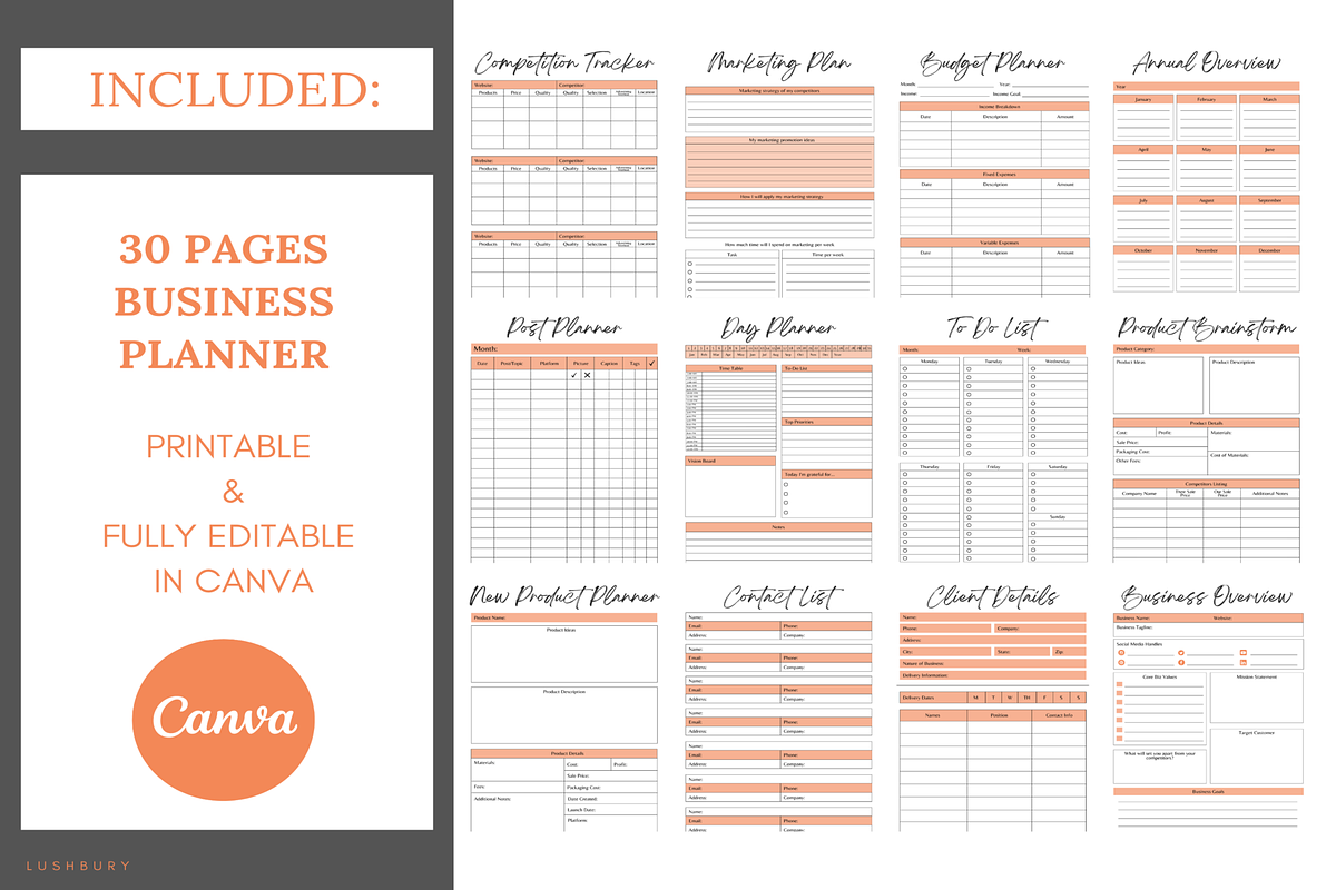 100 Orange Grey Ebook Template Canva, a Magazine Template by LushBury (Photo 3 of 5)