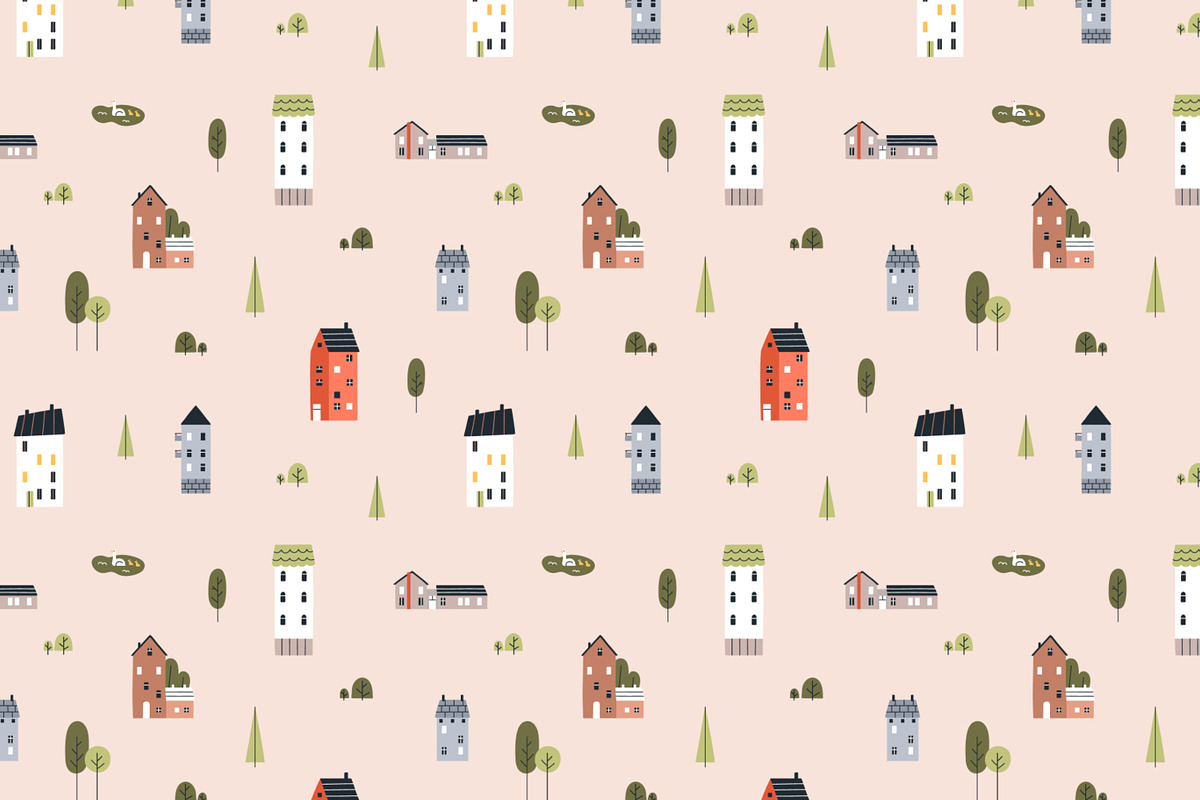 Scandinavian houses seamless pattern, a Pattern Graphic by Good Studio (Photo 5 of 11)