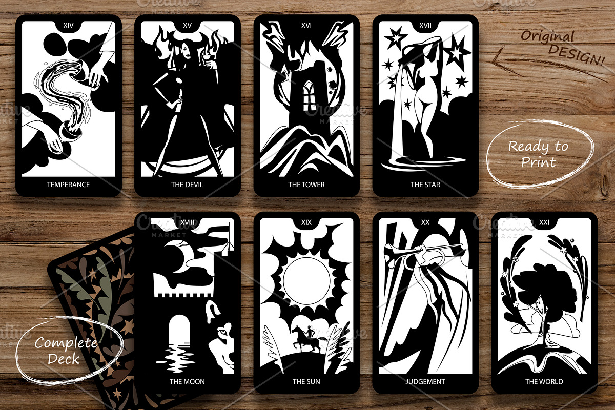 Tarot Cards - black and white, an Object Illustration by Retro Graphic Box (Photo 3 of 5)