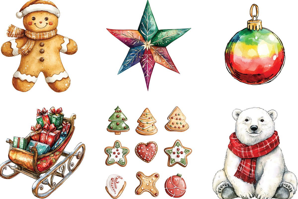 Christmas Doodle Sublimation Clipart, an Illustration by CraftArtStudio (Photo 2 of 6)