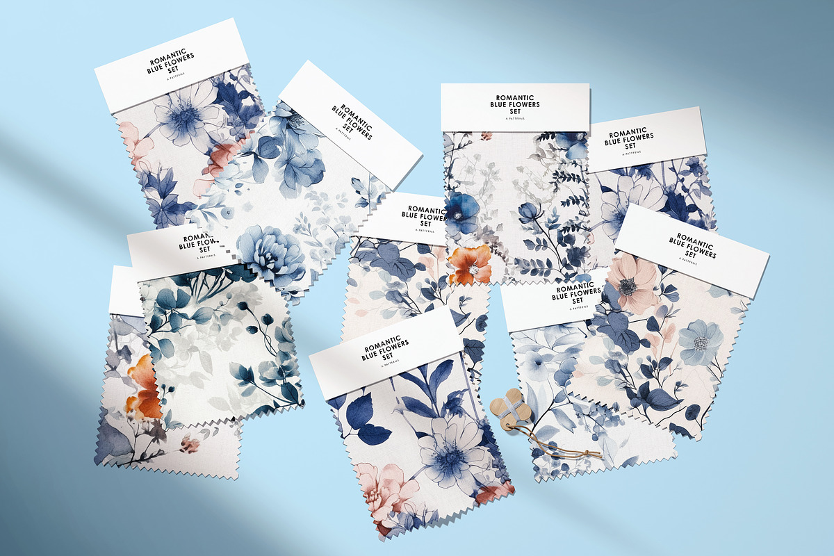 Romantic Blue Flowers Patterns, a Pattern Graphic by Ninterints
