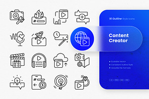 Content Creator Outline Icons, an Outline Icon by cidcud_graphic