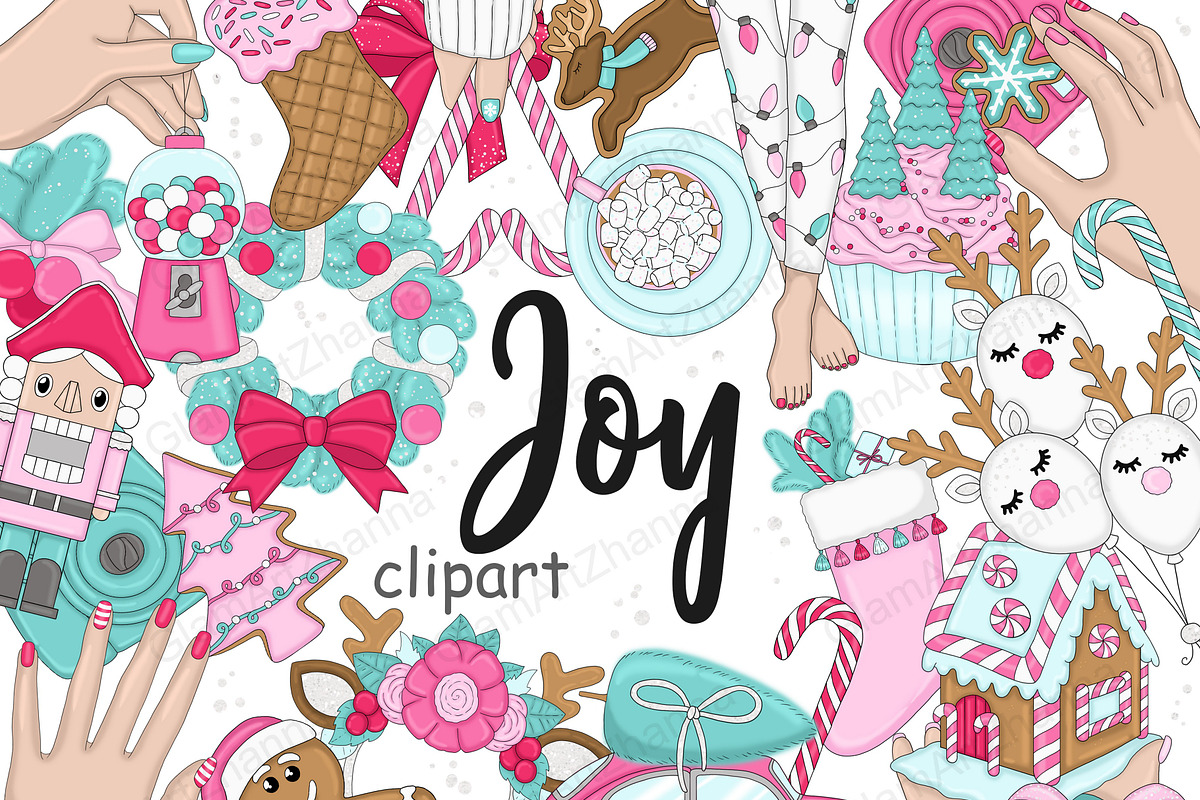 Joy Clipart, a Seasonal Illustration by GlamArtZhanna (Photo 1 of 7)