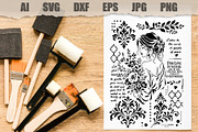 Stencil Woman Floral Portrait, an Object Illustration by MARYCRAFTIRIA (Thumbnail 2 of 3)