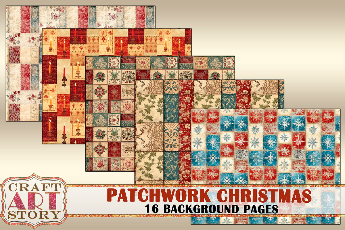 Vintage Collage Patchwork Christmas, a Seasonal Illustration by CraftArtStory (Photo 2 of 4)