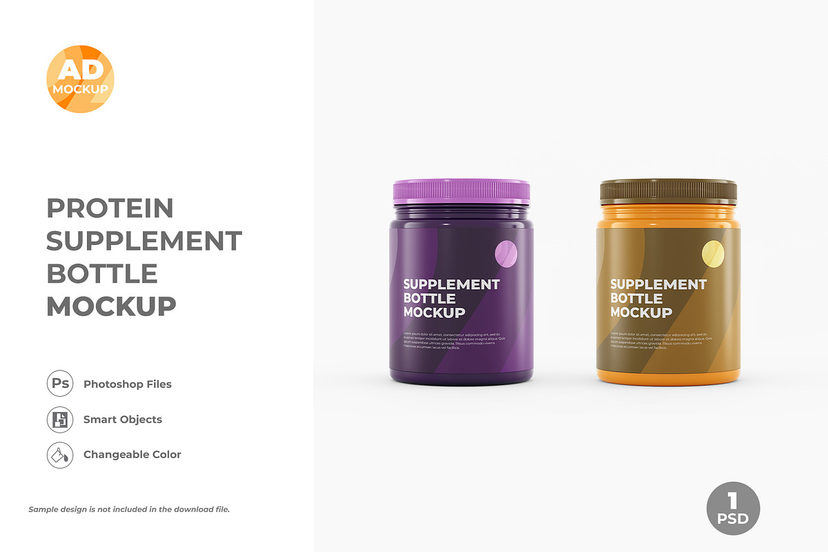 Supplement Jar Bottle Mockup (1PSD), a Packaging Mockup by Adstart (Photo 3 of 5)