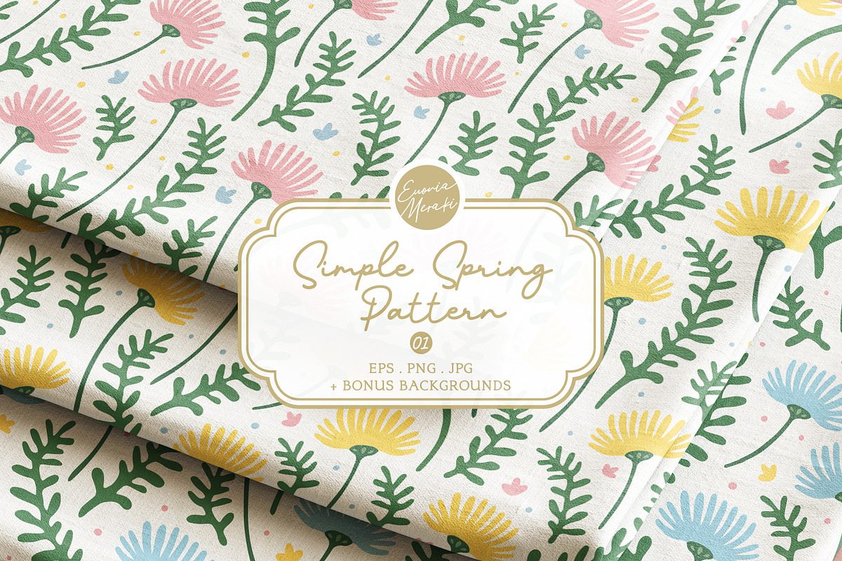 Simple Spring Pattern 01 - Floral, a Pattern Graphic by Euonia Meraki (Photo 1 of 10)