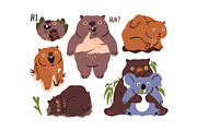 Wombats, cute funny animals set, an Animal Illustration by PaperTrident (Thumbnail 3 of 5)