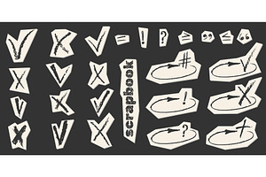 Sketch style checkmarks and hand, an Object Illustration by Zimages