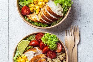 Chicken salad in eco paper bowl