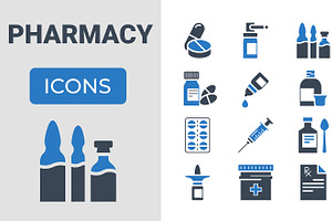 Drugs Related Vector Glyph Icons Set