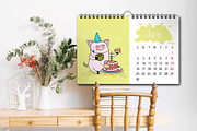 Calendar for Year 2019 with pigs, an Animal Illustration by naum_studio (Thumbnail 3 of 4)