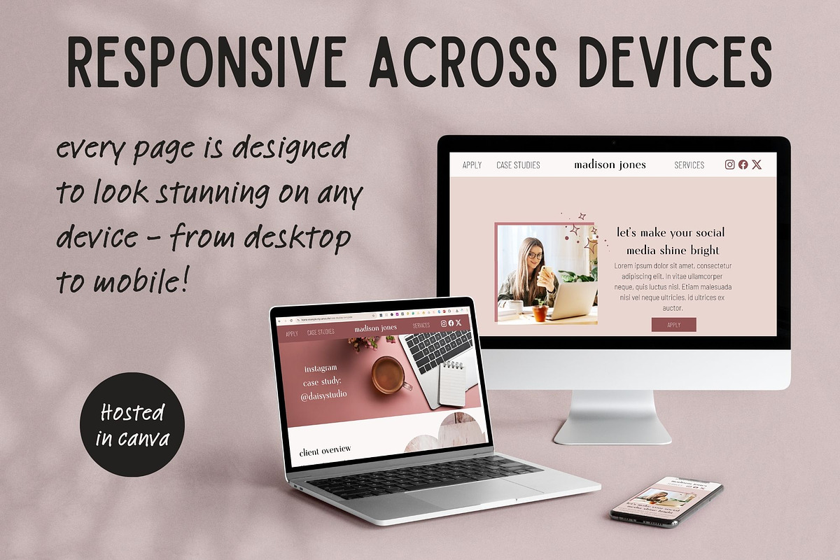 Social Media Manager Canva Website, a Websites & App Template by Made by Melody (Photo 3 of 12)