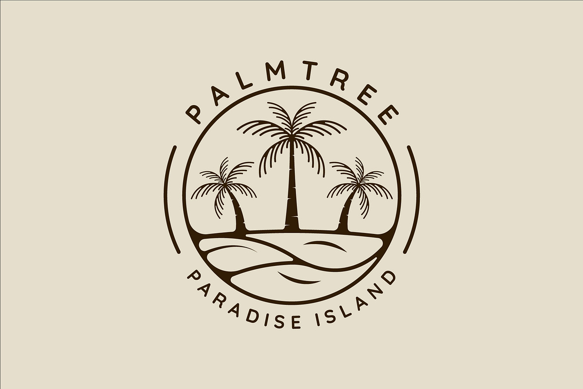 palm tree and ocean logo line art, a Branding & Logo Template by zyxroun shop