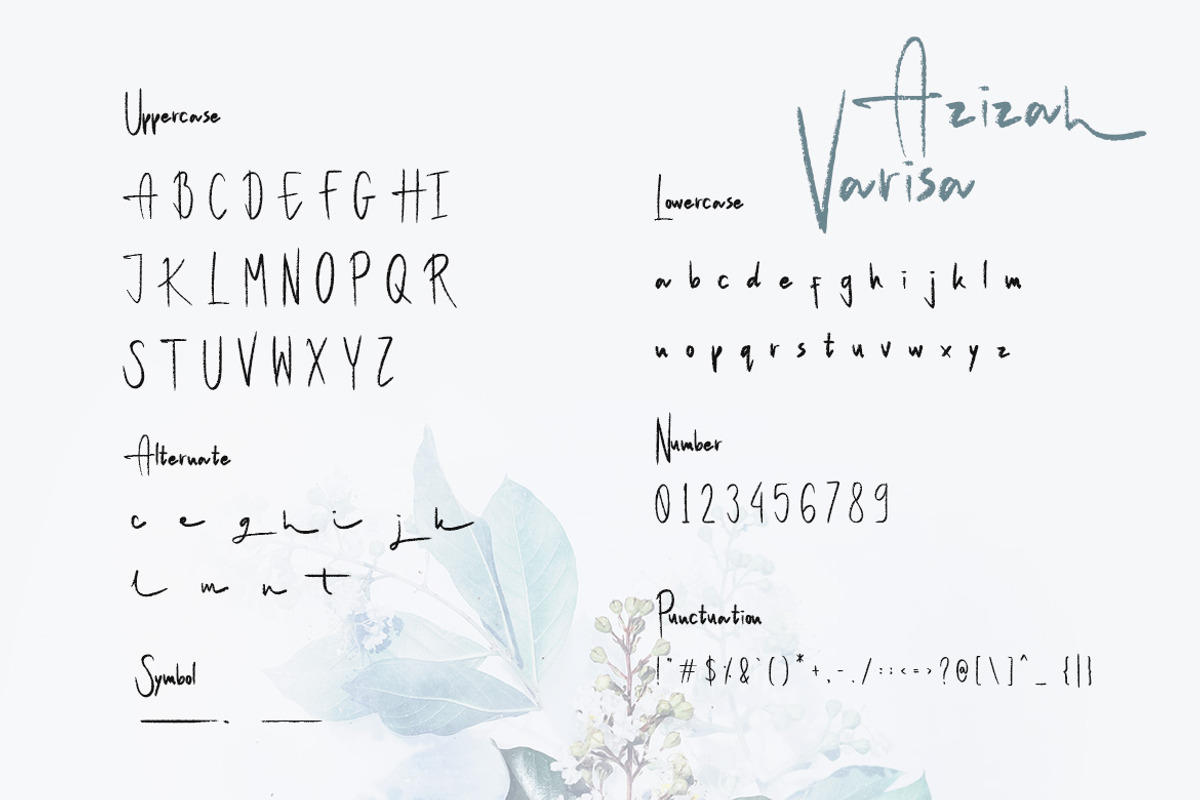 Azizah Varisa Script Handwritten Bru, a Handwritten Font by Samtiv Studio (Photo 6 of 6)