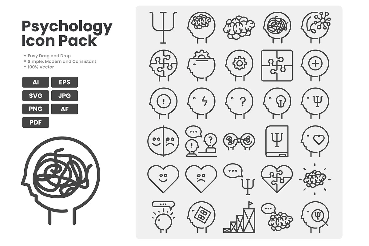 Psychology Icon Pack, an Outline Icon by erifqizeicon (Photo 2 of 3)