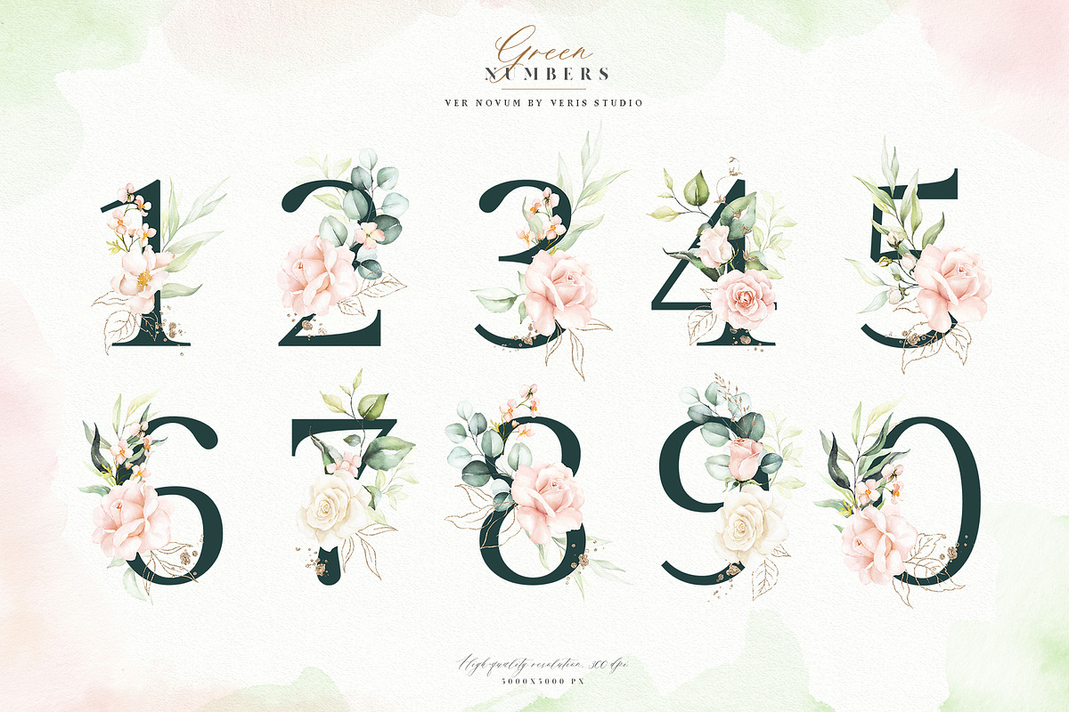 Watercolor Blush Floral Alphabet Set, a Decorative Illustration by Veris Studio (Photo 22 of 24)