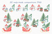 Winter Holidays watercolor clipart, an Illustration by susie-p-art (Thumbnail 5 of 18)