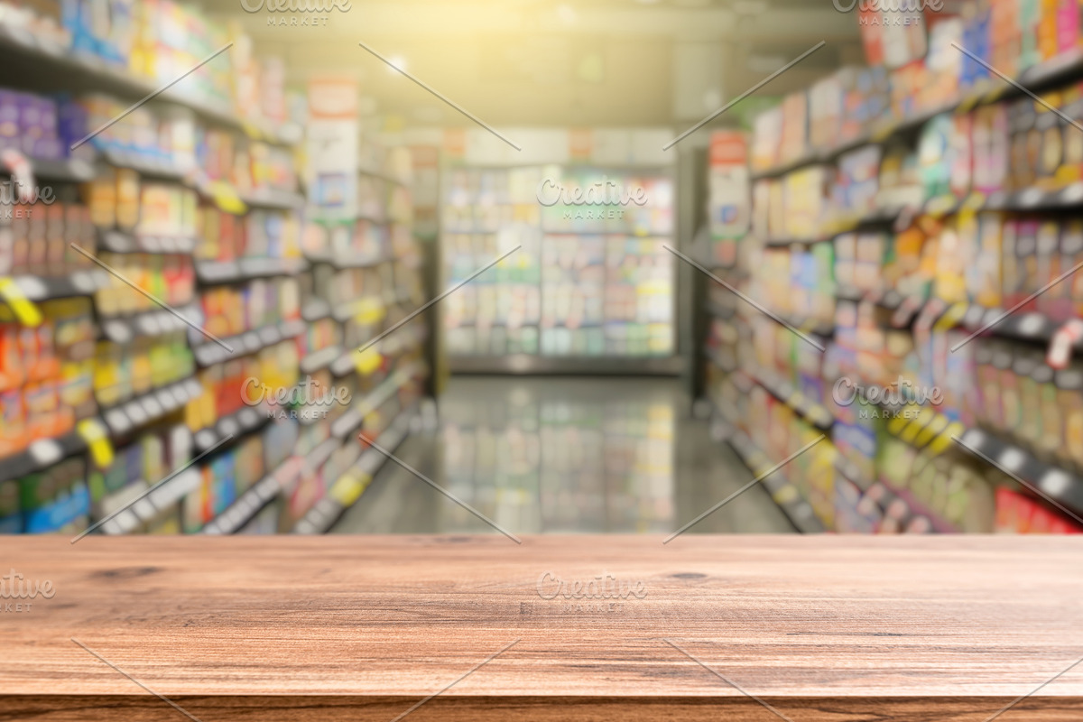 Wooden Table with Blurred Grocery St, a Food & Drink Photo by idea_design (Photo 5 of 9)