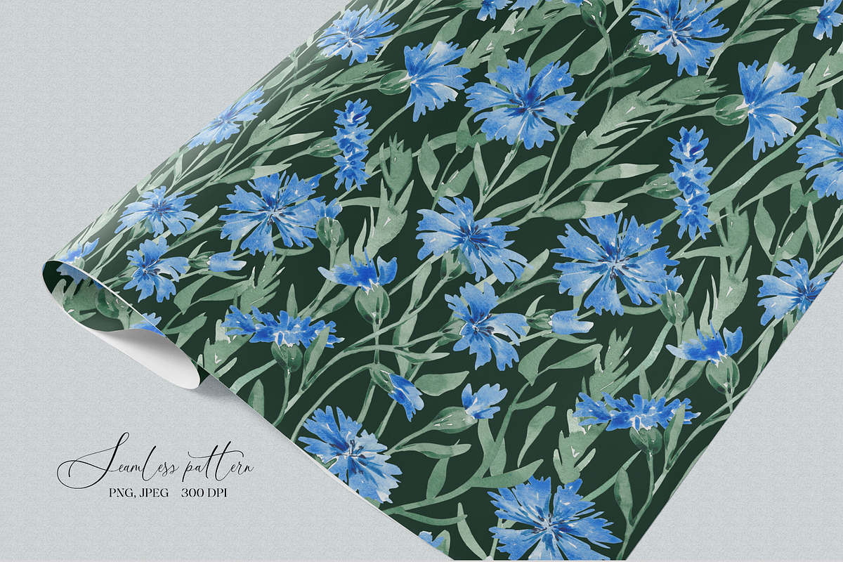 Cornflower blooms pattern, a Pattern Graphic by SirenaArt (Photo 13 of 14)