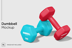 Dumbbell Mockup Front & Side, a Household Mockup by graphicsauce