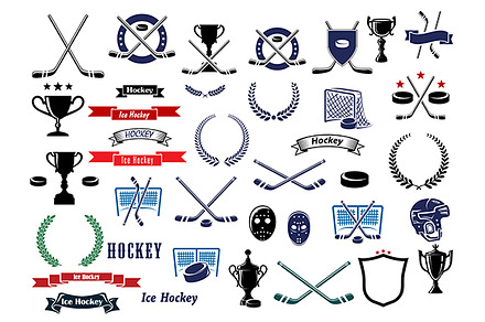 Ice hockey sport game icons, a Background Graphic by Vector Tradition