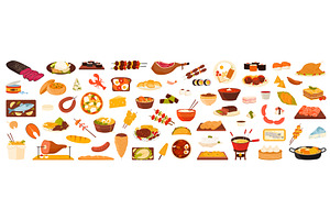 Different food of world set, a Food Illustration by Flashvector