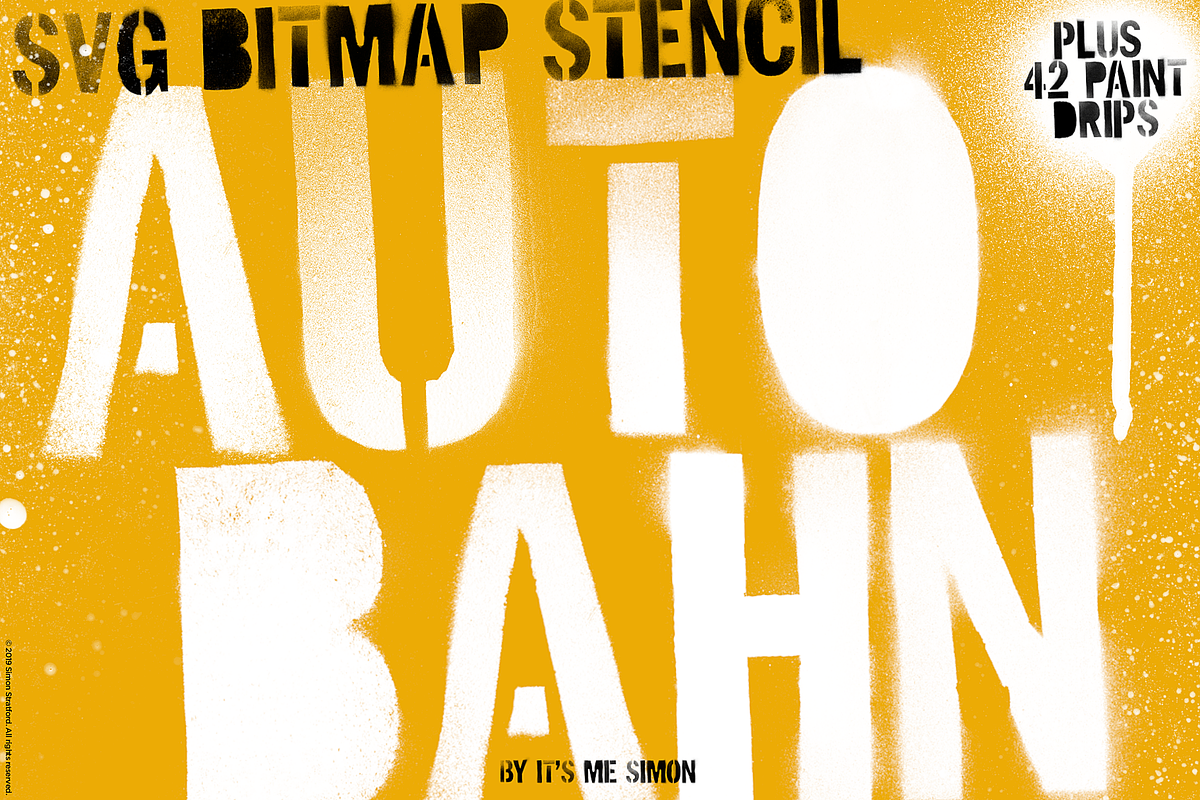 Display font Autobahn Stencil, a Blackletter Font by Itsmesimon (Photo 1 of 11)