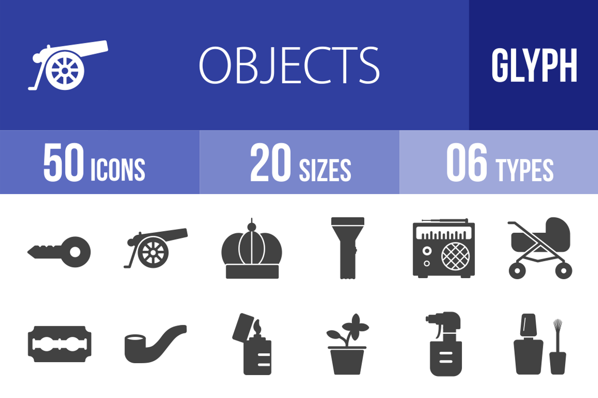 50 Objects Glyph Icons